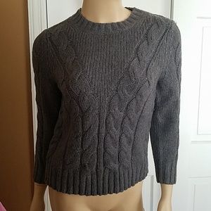 Cropped 3/4 Sleeve  Charcoal Gray Sweater Sm